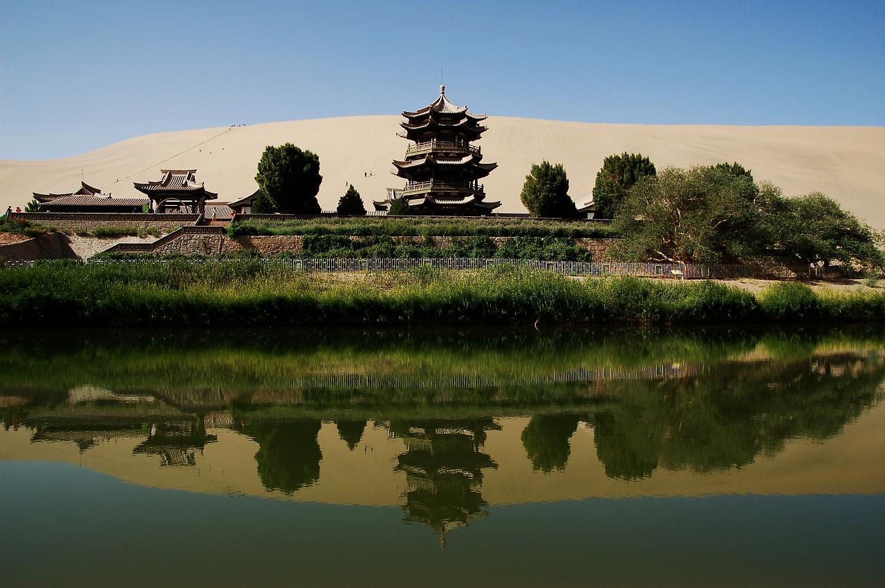 Reflection of the pavilion on the waters