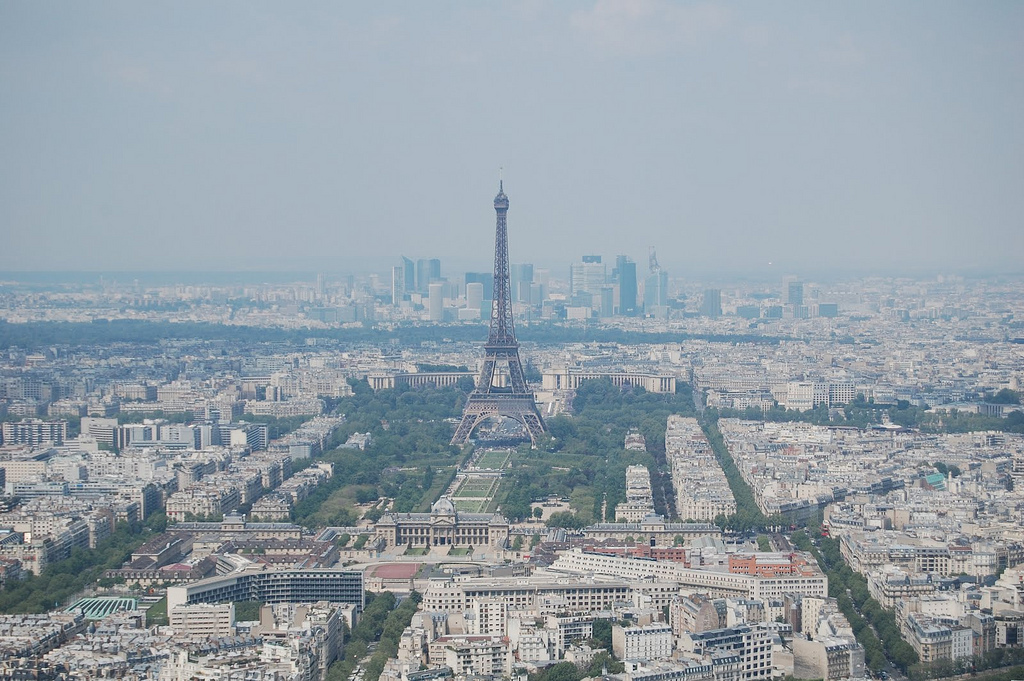 View of the tower from another building few kilometres away